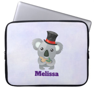 Cute Koala in a Black Top Hat Laptop Sleeve