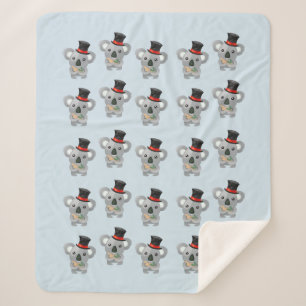 Cute Koala in a Black Top Hat Sherpa Blanket