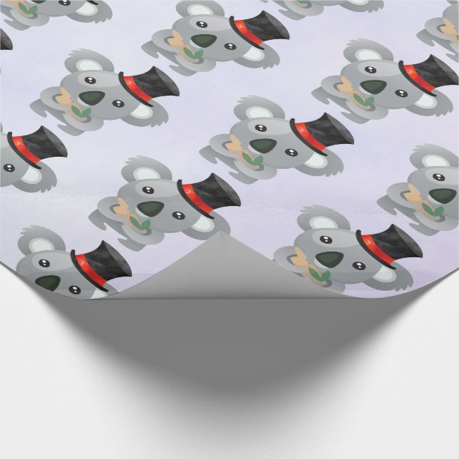 Cute Koala in a Black Top Hat Wrapping Paper (Corner)