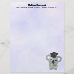 Cute Koala in a Graduation Cap Letterhead Template