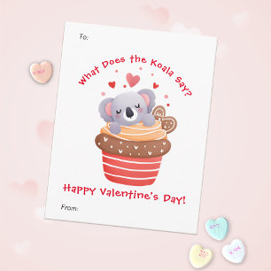 Cute Koala in Cupcake Custom Kids Valentine's Day Holiday Card