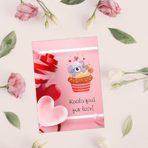 Cute Koala in Cupcake Pink Valentine's Day Holiday Postcard