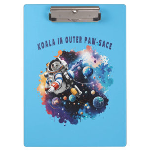 Cute Koala in Outer Paw-sace, Koala Astronaut Clipboard