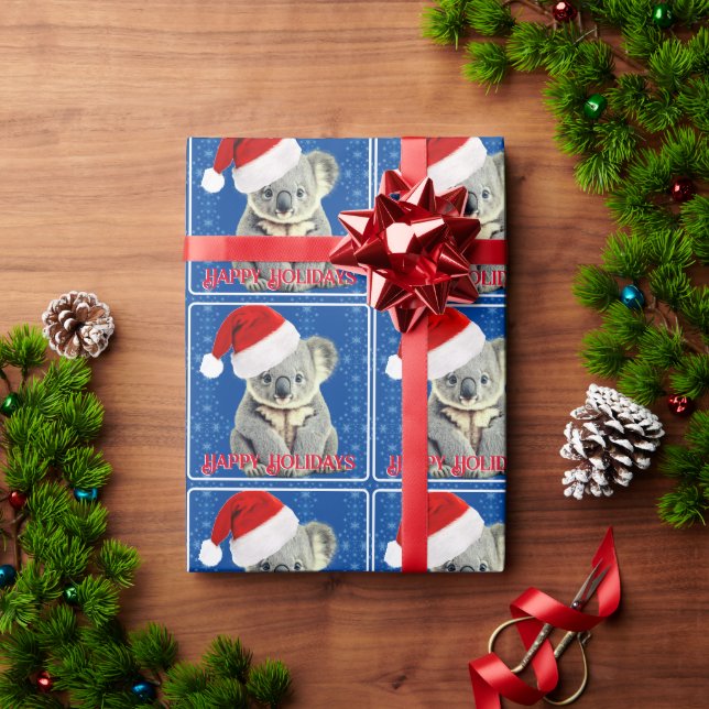 Cute Koala in Santa Hat Wrapping Paper (Holiday Gift)
