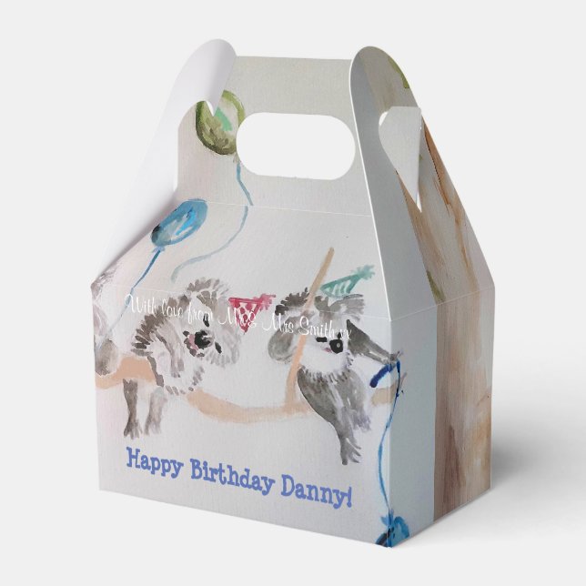 Cute Koala Koalas Boys Birthday Cake Favour Box (Front Side)