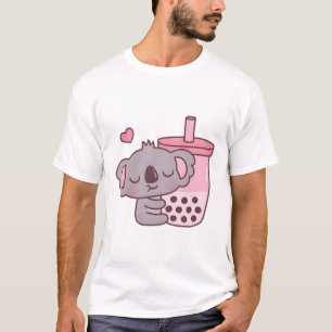 Cute Koala Loves Strawberry Bubble Tea T-Shirt