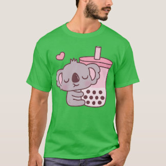Cute Koala Loves Strawberry Bubble Tea T-Shirt