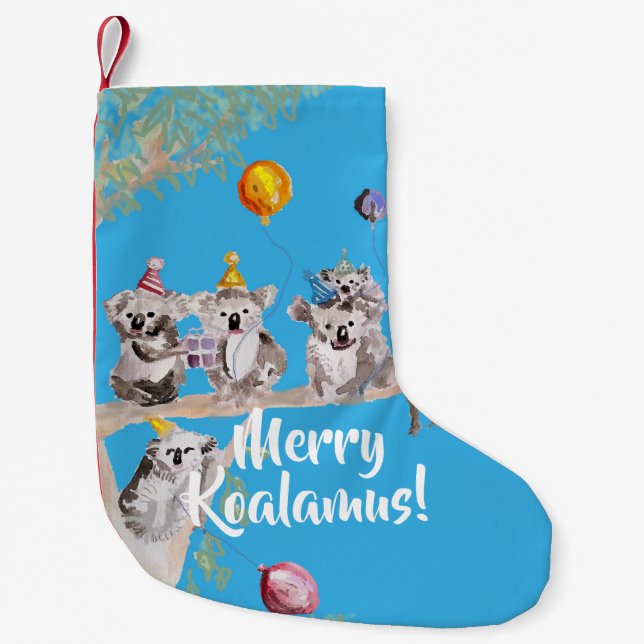 Cute Koala Merry Koalamus Christmas Stocking (Front)
