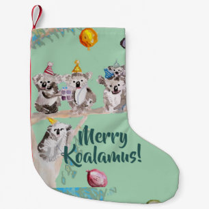 Cute Koala Merry Koalamus Green Christmas Stocking