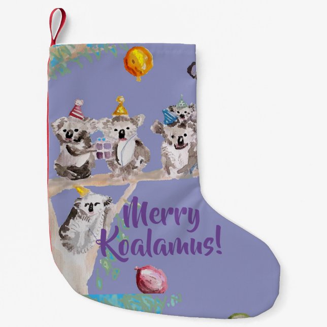 Cute Koala Merry Koalamus Purpl Christmas Stocking (Front)