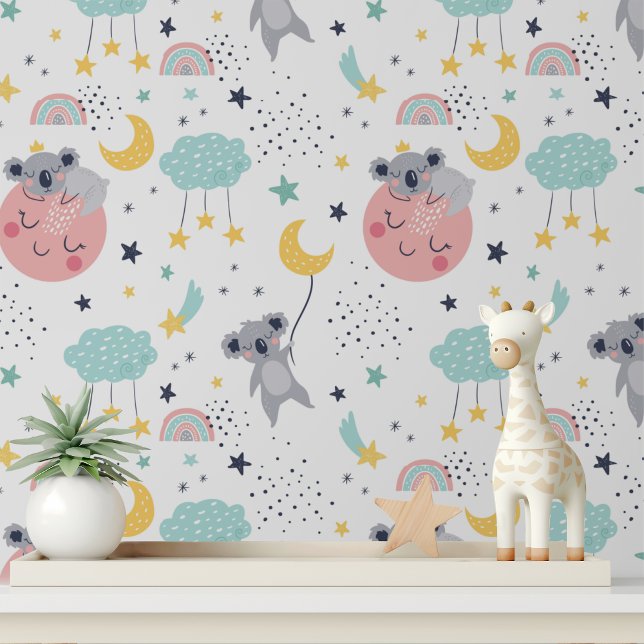 Cute Koala Moon Stars Rainbow Kids Pattern Wallpaper (Creator Uploaded)