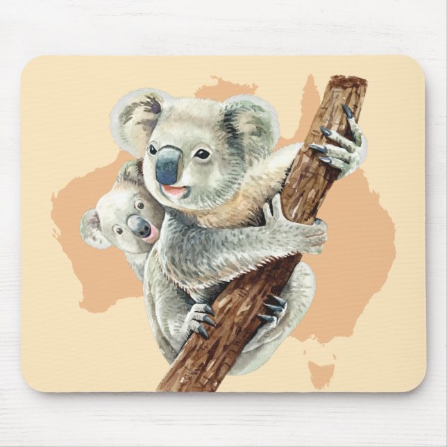 Cute Koala Mum and Baby Mouse Pad (Front)
