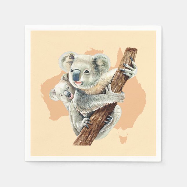 Cute Koala Mum and Baby Napkin (Front)