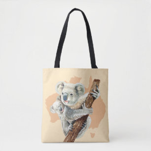 Cute Koala Mum and Baby Tote Bag