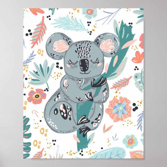 Cute Koala Nursery Art Poster (Front)