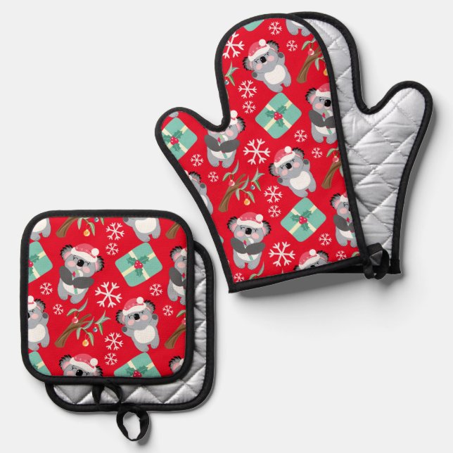 Cute Koala Oven Mitt & Pot Holder Set (Front/Back)