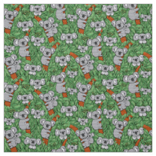 Cute Koala Pattern Green Fabric