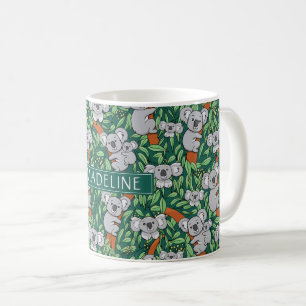 Cute Koala Pattern Personalize Hunter Green Coffee Mug