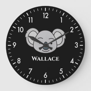 Cute Koala Personalised Custom Name Unique Boy Large Clock