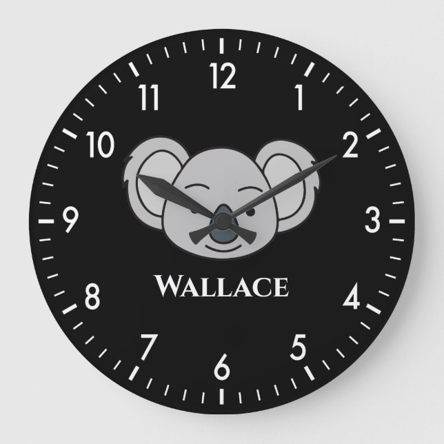 Cute Koala Personalised Custom Name Unique Boy Large Clock (Front)