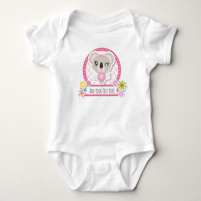 Cute Koala Personalised Vest Design Baby Bodysuit (Front)