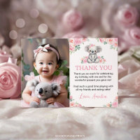 Cute Koala Pink Floral Birthday Party Photo