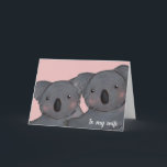 cute koala pink wife birthday card<br><div class="desc">A cute illustrated koala birthday card.
The card shows a koala couple on a pink background.  On the outside it reads,  "To my wife"  The inside message can be customised with the personalise feature.
The perfect card for a husband to give his wife.</div>