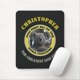 Cute koala ‘play on words’ personalised mouse pad