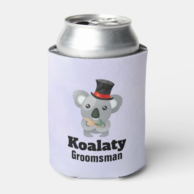 Cute Koala Pun Koalaty Groomsman Can Cooler (Can Front)