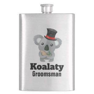 Cute Koala Pun Koalaty Groomsman Hip Flask