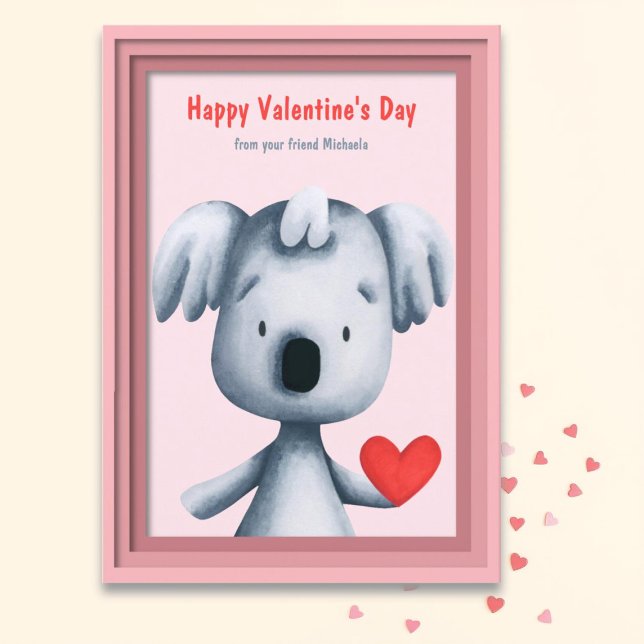 Cute Koala Red Heart Classroom Valentine's Day Holiday Card (Creator Uploaded)