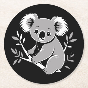 Cute Koala Round Paper Coaster
