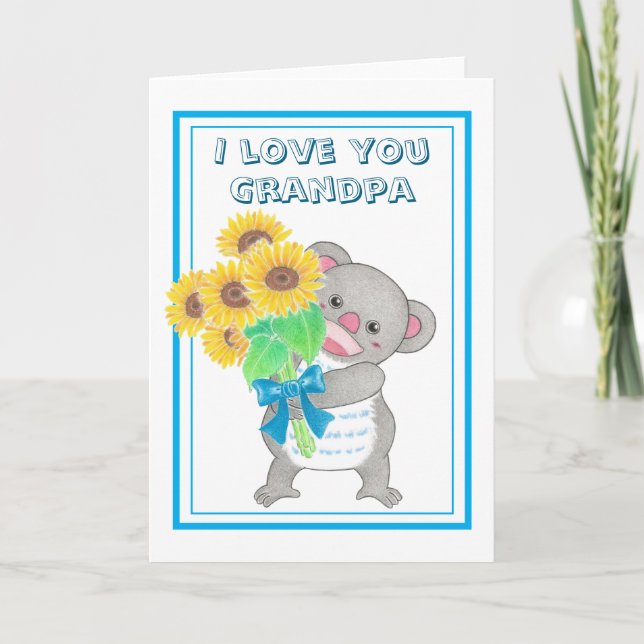 Cute Koala Sunflower  Grandpa Father's Day Card (Front)