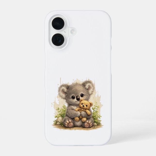 Cute Koala Teddy iPhone 16 Case – Adorable Gift (Back)