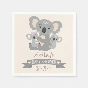 Cute Koala Twins Baby Shower Napkin