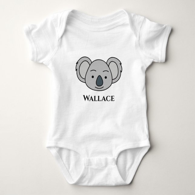 Cute Koala Unique Boy Personalised Custom Name Baby Bodysuit (Front)
