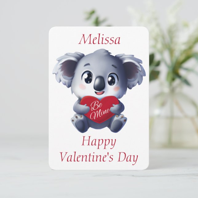 Cute Koala Valentine's Card (Standing Front)