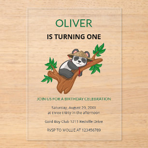 Cute Koala Wild Animal Kids First Birthday Acrylic Invitations