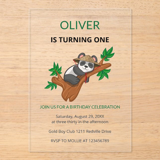 Cute Koala Wild Animal Kids First Birthday Acrylic Invitations (Front)