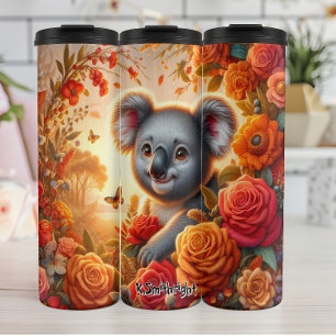 Cute Koala with a Rose Thermal Tumbler