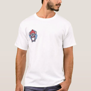 Cute Koala with Coffee and Winter Hat Illustration T-Shirt