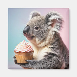 Cute Koala With Cupcake Pastel Gradient Magnet