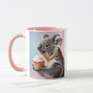 Cute Koala With Cupcake Pastel Gradient Mug