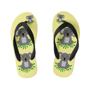Cute koala with eucalyptus kids kid's thongs