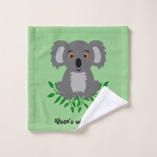 Cute koala with eucalyptus kids  wash cloth