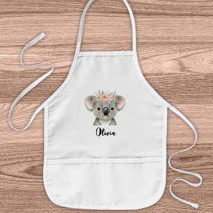 Cute Koala with Floral Crown  Kids Apron