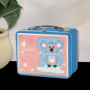 Cute Koala With Hearts Girl Metal Lunchbox
