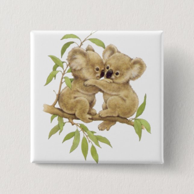 Cute Koalas 15 Cm Square Badge (Front)