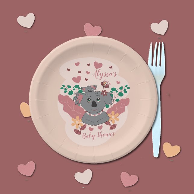 Cute koalas baby shower pastel paper plate (Creator Uploaded)