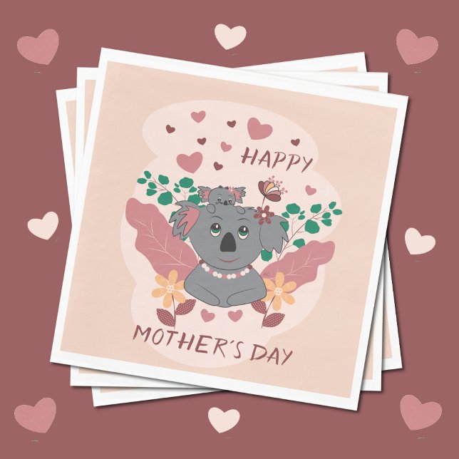 Cute Koalas Mother's Day Paper Napkins (Creator Uploaded)